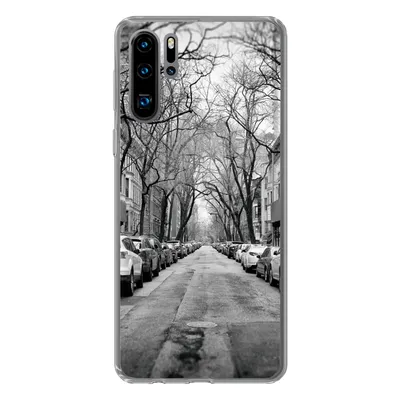 Produktbild von MuchoWow® Handyhülle Schutzhülle Hülle für Huawei P30 Pro Geparkte Autos in New York - schwarz und weiß Silikon Softcase Handy Hülle - Schutzdeckel