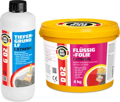 Produktbild von Flüssigfolie 4kg Abdichtung Dichtset Balkon Bad Tiefengrund 1L Außen Innen H201