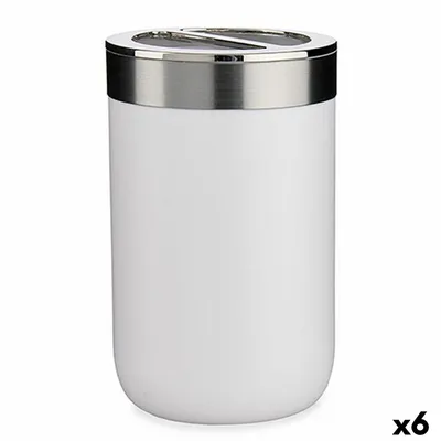 Obrázek produktu pro Držák na zubní kartáčky Bílý plast stříbrné barvy 7,7 x 11,2 x 7,7 cm (6 kusů)