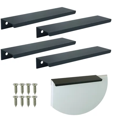 Produktbild von 4x Kantenprofil-Möbelgriff Nicea, Schwarz, Bohrabstand 128 mm, inkl. Schrauben