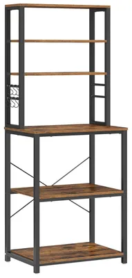 Obrázek produktu pro Regál do kuchyně – Volně stojící regál – S 6 háčky – 40 x 60 x 167 cm – Montáž vlastní – Hnědý