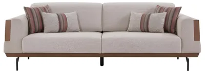 Immagine prodotto di Lussuoso set di divani 3+3, colore beige, arredamento moderno, struttura in legno
