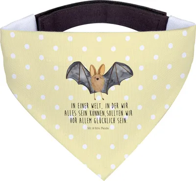 Produktbild von Mr. & Mrs. Panda Hunde Halstuch Fledermaus Flügel - Gelb Pastell - Geschenk, Tuch, Hund, Schal Für, Hundehalstuch, Lustige Sprüche
