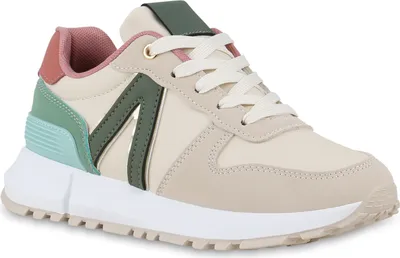 Produktbild von VAN HILL Damen Plateau Sneaker Schnürer Metallic Profil-Sohle Sport-Schuhe 841658, Farbe: Mehrfarbig, Größe: 38
