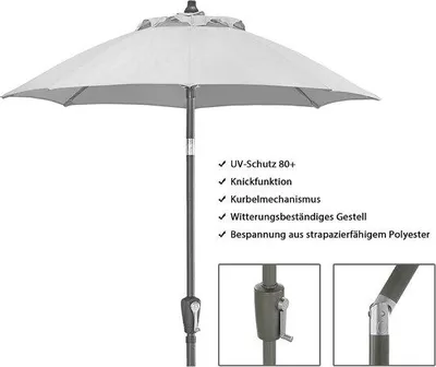 Obrázok produktu pre Malý hliníkovo-polyesterový slnečník s priemerom 150 cm v krémovej farbe s otočným mechanizmom