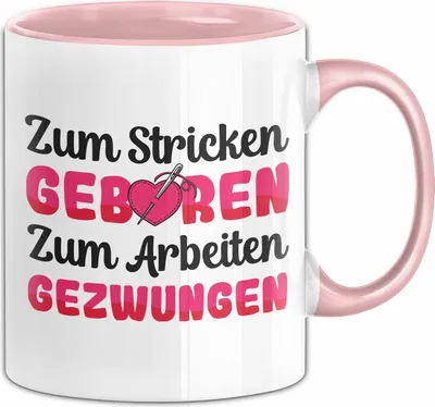 Produktbild von Stricken Tasse Geschenk Oma Mama Zum Stricken Geboren Zum Arbeiten Gezwungen Becher (Rosa)