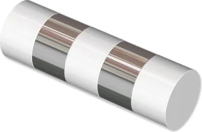 Produktbild von Interdeco Endstücke Zylinder (Bicolor) für Gardinenstangen 20 mm Ø, Weiß / Chrom, Modell Mavell (Packung 2 Stück)