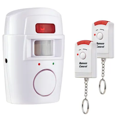 Produktbild von Drahtloser Bewegungsalarm Hausalarm Bewegungserkennung mit 2 Infrarot-Fernbedienungen 8m Reichweite 110 Grad Winkel Erfassungsbereich, 105 db Alarm