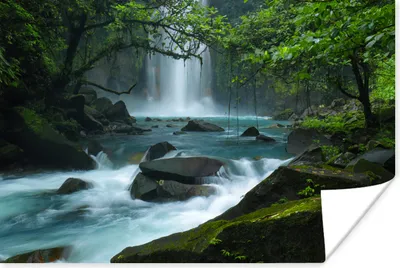 Produktbild von MuchoWow® Poster Leuchtend blauer Wildfluss und Wasserfälle im Regenwald von Costa Rica 60x40 cm - Schlafzimmerdekoration
