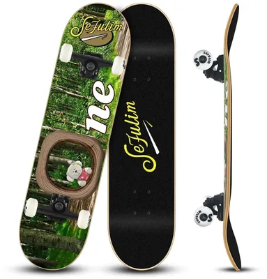 Produktbild von Komplettes Skateboard 31x8 Zoll 7-Schicht Kanadischer Ahorn Double Kick Deck Concave Cruiser für Anfänger und Fortgeschrittene