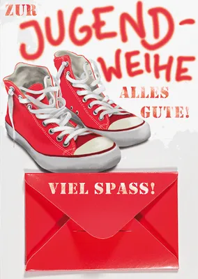 Produktbild von Jugendweihe Geldkarte Glückwunschkarte im Format 115 x 17cm mit Umsc