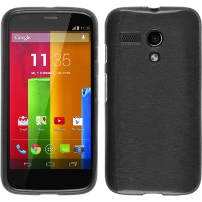Produktbild von PhoneNatic Case kompatibel mit Motorola Moto G - silber Silikon Hülle brushed + 2 Schutzfolien