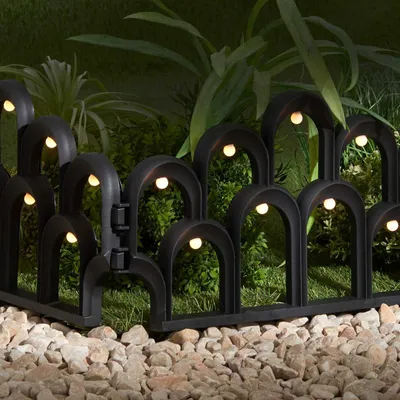 Produktbild von 16er Set LED Solar Zaun 720 cm Rasenkante Kunststoff Beeteinfassung Beetumrandung Rasenbegrenzung Beetbegrenzung