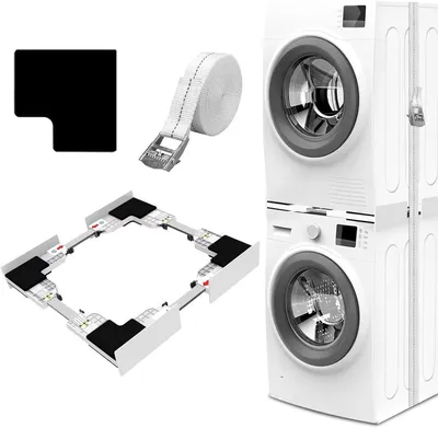 Productafbeelding van Verbindingsframeset Wasmachine - Stapelkit Droger - Ruimte Besparen - Universele Compatibiliteit - 4389 cm - Grijs