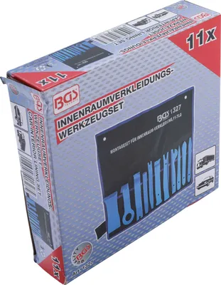 A product box for a car interior lining tool set.