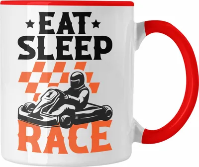 Produktbild von Trendation - Go Kart Fahrer Tasse Geschenk Eat Sleep Race Gokart Racing Rennfahrer (Rot)