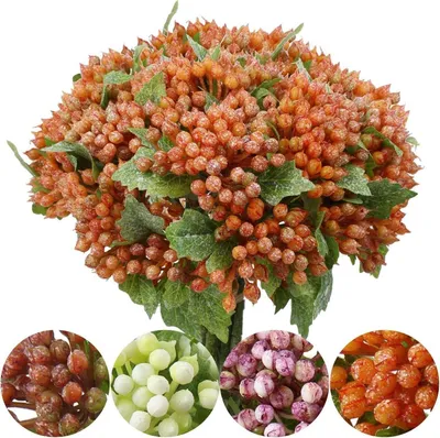 Obrázok produktu pre Umelé bobule vetvy oranžová sada 5 30 cm vianočné dekorácie
