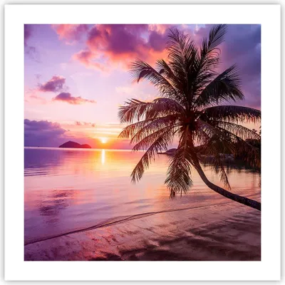 Produktbild von Poster - Poster ohne Rahmen - Strand Meer Palme - 50x50 cm - Wand Bild - Wanddeko - Wandbilder - Kunstposter - Wandposter - Bilder - Kunstdruck - Wanddekoration - Wandbild - P2XAC50x50-3912
