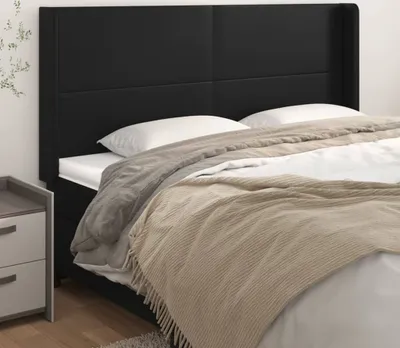 Produktbild von The Living Store Kopfteil mit Ohren Schwarz 203x16x118/128 cm Kunstleder