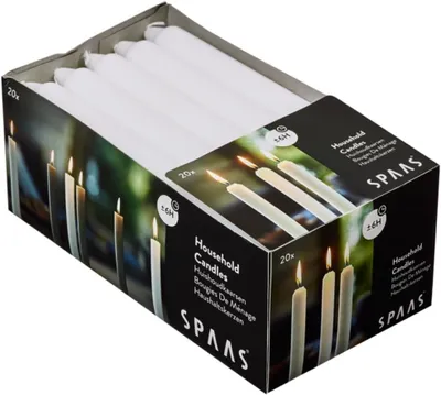 Obrázek produktu pro 20 svíček do stolních svícnů, rozměr 19/180 mm, doba hoření cca 6 hodin, bez vůně - bílé