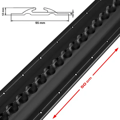 Produktbild von Airline Schiene, 50 cm lang, schwarz eloxiert, extrabreit