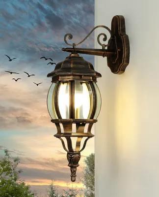 Immagine prodotto di Lampada da esterno nostalgica "Brest" alluminio vetro rame H: 51,5 cm IP44 applique da terrazzo