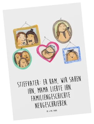 Produktbild von Mr. & Mrs. Panda Postkarte Stiefvater Liebe - Weiß - Geschenk, Stiefkinder, Ansichtskarten, Lächeln, Freund, bildkarte, Geburtstage, Familienmitglieder, Geschenke