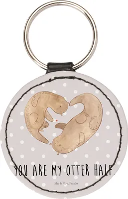 Produktbild von Mr. & Mrs. Panda Schlüsselanhänger Otter Herz - Grau Pastell - Geschenk, Anhänger, Liebe, Taschenanhänger, Seeotter, schlüssel, schlüsselring, mini