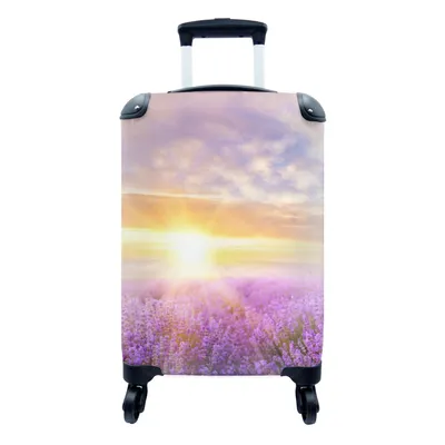 Produktbild von MuchoWow® Koffer Handgepäck Trolley Rollkoffer Kleine Reisekoffer mit 4 Rollen - Lavendel - Sonne - Himmel - Natur - Cabin Size < 55x40x23 cm & 55x40x20 cm - Fotokoffer - Kabinenkoffer - Boardgepäck - Reise-Box - Reisekoffer - Reisegepäck - Koffer mit Bild - Trolley für Kinder