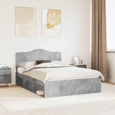 Image de Lit exclusif - Structure de lit gris béton, dimensions 140 x 200 cm, en bois massif de pin