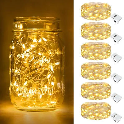Mini-Lichterkette, 20 warmweiße LEDs, 1 m, batteriebetrieben