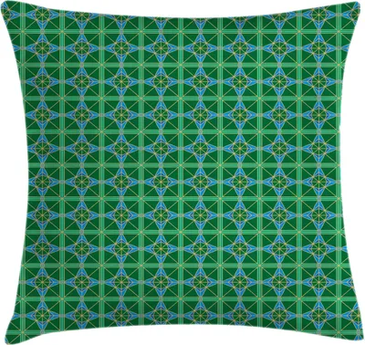 Produktbild von ABAKUHAUS Geometrisch Kissenbezug, Diagonal Quadrate und Streifen Overlapping, 40 x 40 cm, Meeresgrün Grün