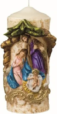Produktbild von Weihnachtskerze Zierkerze "Heilige Familie" 22 x Ø 12 cm