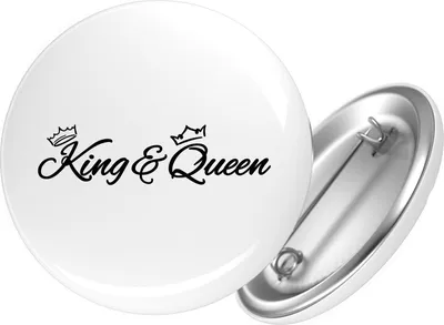 Produktbild von Huuraa Button King & Queen Krone 25mm rund mit Sicherheitsnadel Ansteckbutton Geschenkidee