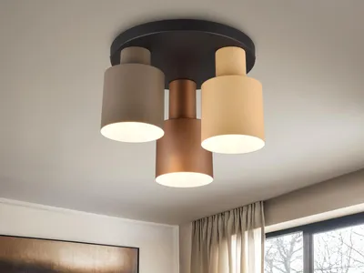 Produktbild von LED Deckenleuchte dimmbar über Schalter, 3-flammig Metall bunt, Wohnzimmerlampe