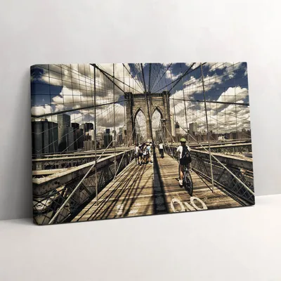 Produktbild von Blick auf die Brooklyn Bridge in New York – Leinwandbild Wandbild – 60x40 cm – Leinwandbilder – Wandbilder – Schlafzimmer – Flur