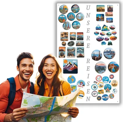 Produktbild von Anwicar Magnettafel Unsere Reisen - Rahmen 80x 50 cm - Weiß