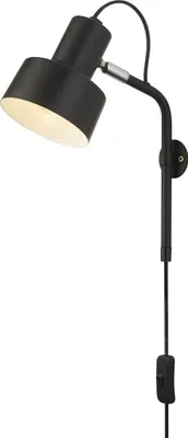 Obrázek produktu pro Nástěnná lampa kovová E14 V: 27,5 cm s vypínačem nastavitelná černá retro nástěnná lampa