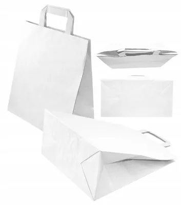 Produktbild von Allbag Papierbeutel mit Flachhenkel 22x11x28,5cm Weiß 250 Stück