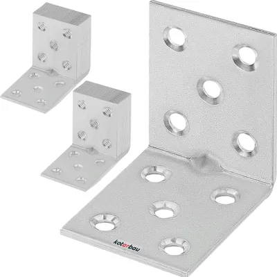 Produktbild von KOTARBAU® 25er Set Winkelverbinder 50 x 50 x 40 x 2 mm mit Sicke Stahl Bauwinkel Montagelöcher Möbelverbinder Verzinkt Schwerlast Holzverbinder Montagewinkel