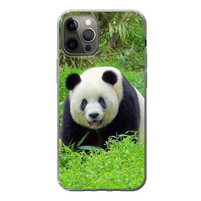Produktbild von MuchoWow® Handyhülle Schutzhülle Hülle für iPhone 13 Pro Panda - Gras - Tier Silikon Softcase Handy Hülle - Handy-Tasche