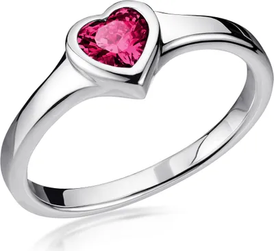 Produktbild von MATERIA Roter Herz Ring Silber 925 Damen - Verlobungssring Silberring rhodiniert mit Zirkonia in Ringbox 16 17 18 19 20mm