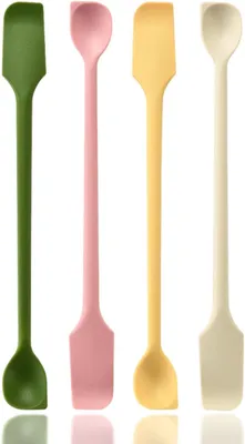 Obrázek produktu pro Mini silikonové stěrky, 4 kusy, oboustranné, vhodné pro úzké lahve a sklenice