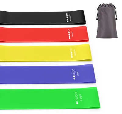 Produktbild von 5 elastische Widerstandsbänder mit 5 Widerstandsstufen für Fitness und Yoga