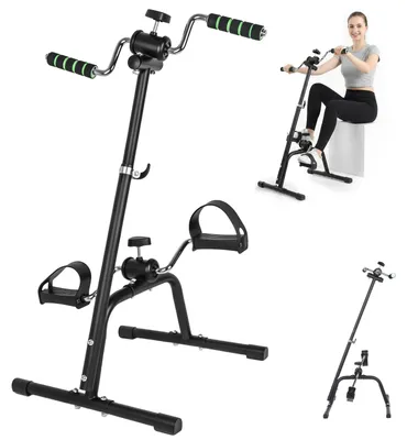 Zdjęcie produktu dla Mini rower treningowy - urządzenie do ćwiczenia nóg - mechaniczny opór - przenośne - maksymalne obciążenie 120 kg - kolor: czarny