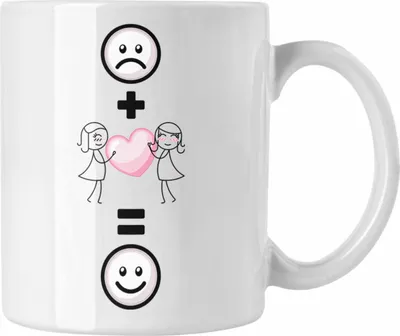 Produktbild von Trendation - Beste Freundin Lesbisch Tasse Geschenk für BFF Beste Freundinnen Lustige Geschenkidee :( + Beste Freundin Lesbisch = :) Geburtstag (Weiß)