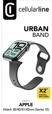 Produktbild von Cellularline Urban Band - Apple Watch 38/40/41/42 (Series 10/11) mm, Band, Smartwatch, Schwarz, Apple, Watch 38/40/41 mm, Silikon