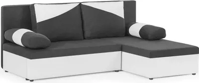 Produktbild von KomfortWelt24 Ecksofa mit Schlaffunktion und praktischem Bettkasten - Bequemer Eckcouch 190x140 cm L-Form POLO Grau/Weiß