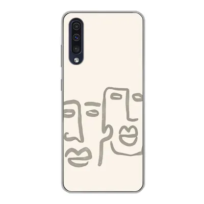 Produktbild von MuchoWow® Handyhülle Schutzhülle Hülle für Samsung Galaxy A30s Gesicht - Abstrakt - Strichzeichnung Silikon Softcase Handy Hülle - Karteninhaber