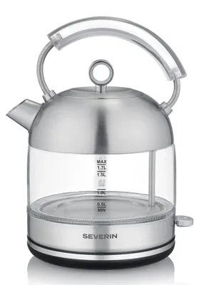 Productafbeelding van SEVERIN WK 3459, retro waterkoker van glas, roestvrij staal
